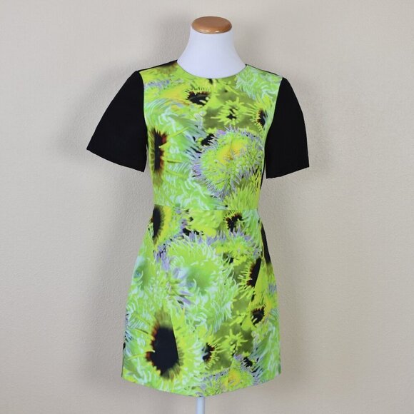 Tibi Athena Colorblock Abstract Floral Dress 4 - Picture 1 of 8